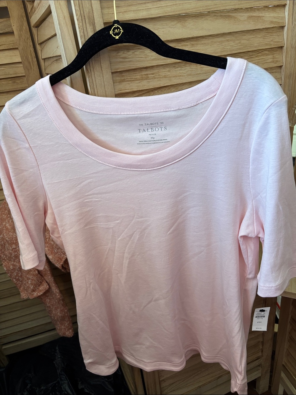 Talbots Women's Pink Short Sleeve Scoop Neck Top Petite Medium NWT